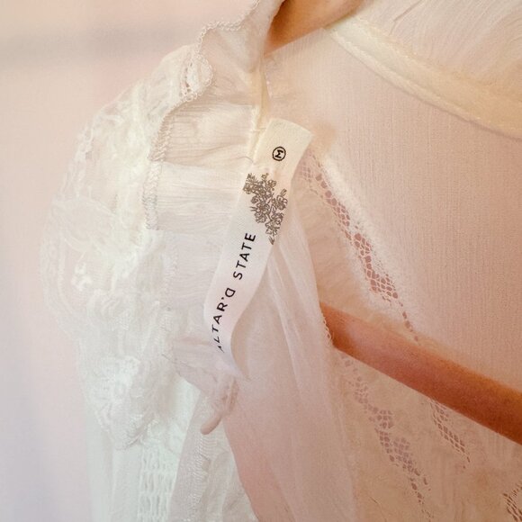 Altar'd State White Victorian Genesis Lace Flowy Bohemian Blouse - Picture 4 of 4